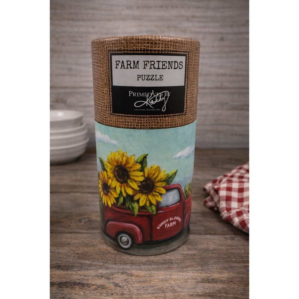 New Primitives By Kathy‎ 1000 Piece 27"x 20" Farm Friends Sunflowers Red Truck